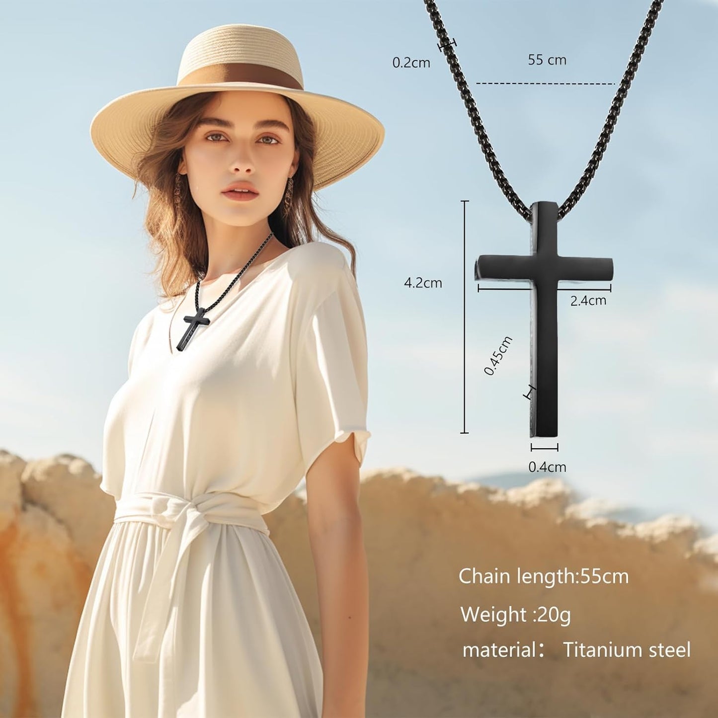 Cross Breathing Necklace for Anxiety Stress Relief, Quit Smoking Tools Breathlace Necklace, Positive Thinking Breathing Necklace, Fum Vaporless Inhaler Meditation Tools Necklace,Black