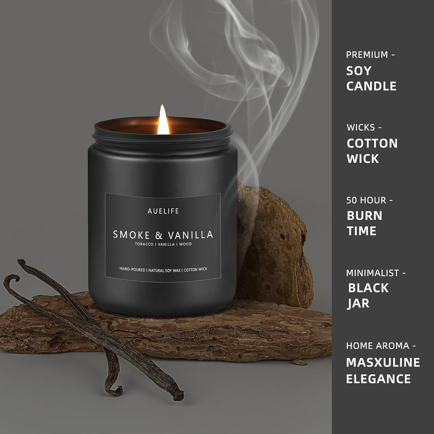 Men’S Scented Candle Set, 4 Pack, Lavender, Leather, Oak, Smoke & Vanilla - Gift