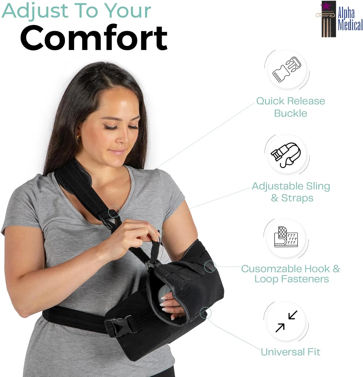 Shoulder Immobilizer W/ Removable Pillow – Rotator Cuff – Sublexion – Shoulder Abduction Sling – Post-Op Shoulder & Arm Brace W/ Exercise Ball. Fits Right or Left Arm. L3660