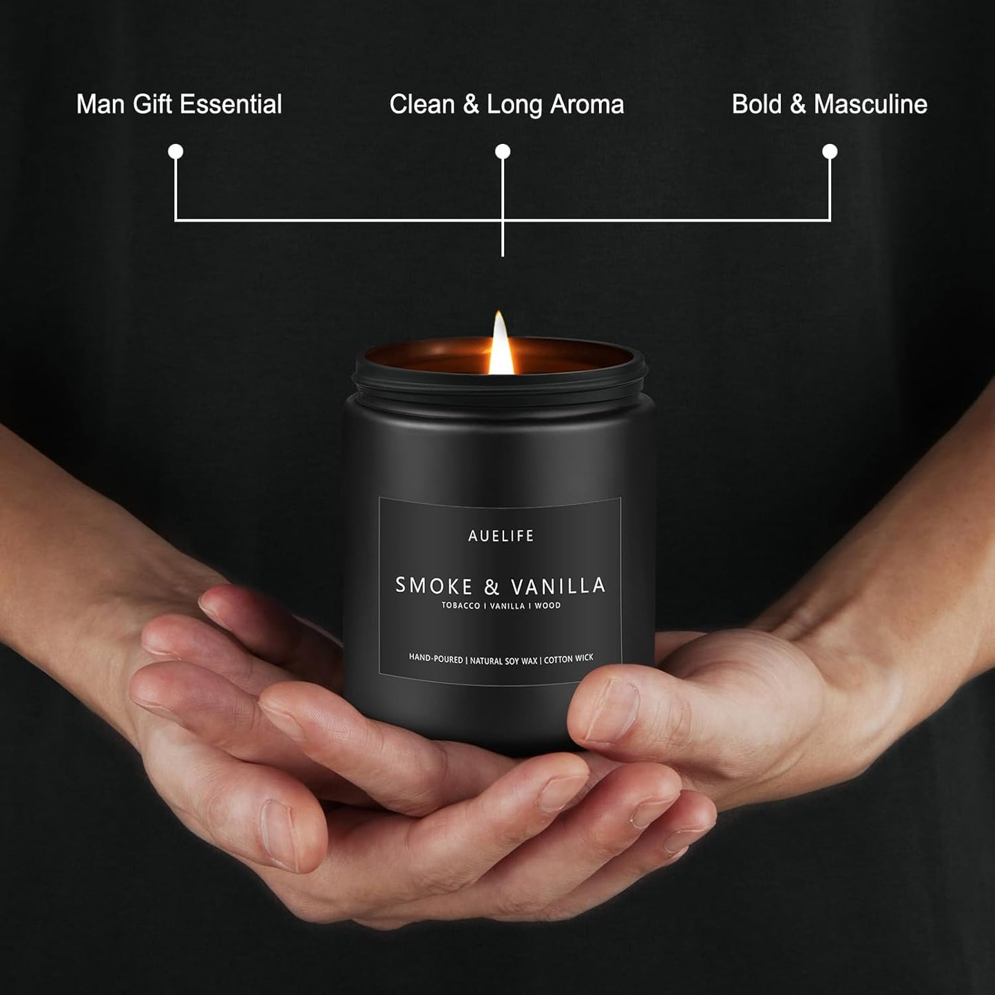 Men’S Scented Candle Set, 4 Pack, Lavender, Leather, Oak, Smoke & Vanilla - Gift