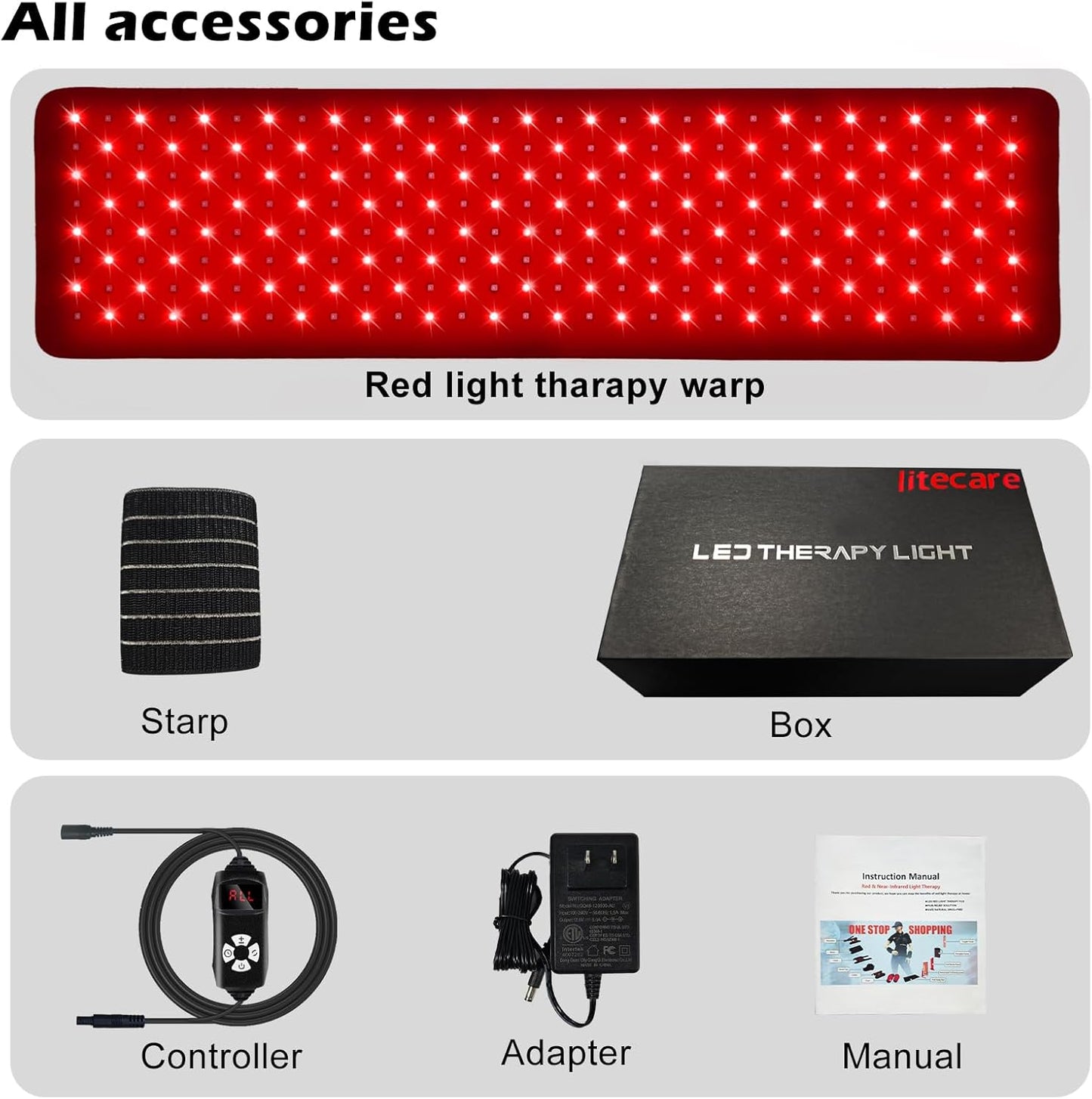 Red Light Therapy for Body Relieve Body Pain and Muscle Fatigue,Retractable Red Light Therapy Belt, Portable Infrared Light Therapy Device at Home Black (31.5X11.8Inch)