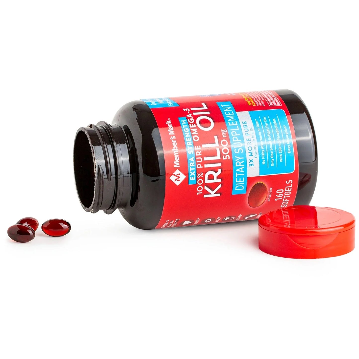 Member’S Mark Extra-Strength 100% Pure Omega-3 Krill Oil, 500Mg (160 Ct.)