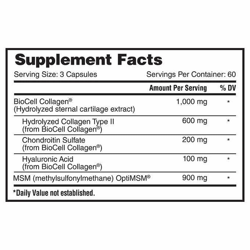 Hyaluronic Acid with Biocell Collagen, 180 Capsules | Gluten Free