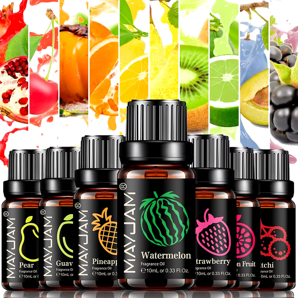 10ML Fruit Fragrance Oil Strawberry Watermelon Mango Coconut Cherry for Humidifier Candle Soap Making Air Freshener