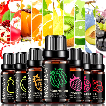 10ML Fruit Fragrance Oil Strawberry Watermelon Mango Coconut Cherry for Humidifier Candle Soap Making Air Freshener