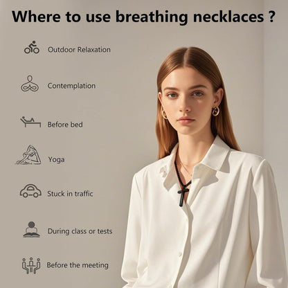 Cross Breathing Necklace for Anxiety Stress Relief, Quit Smoking Tools Breathlace Necklace, Positive Thinking Breathing Necklace, Fum Vaporless Inhaler Meditation Tools Necklace,Black