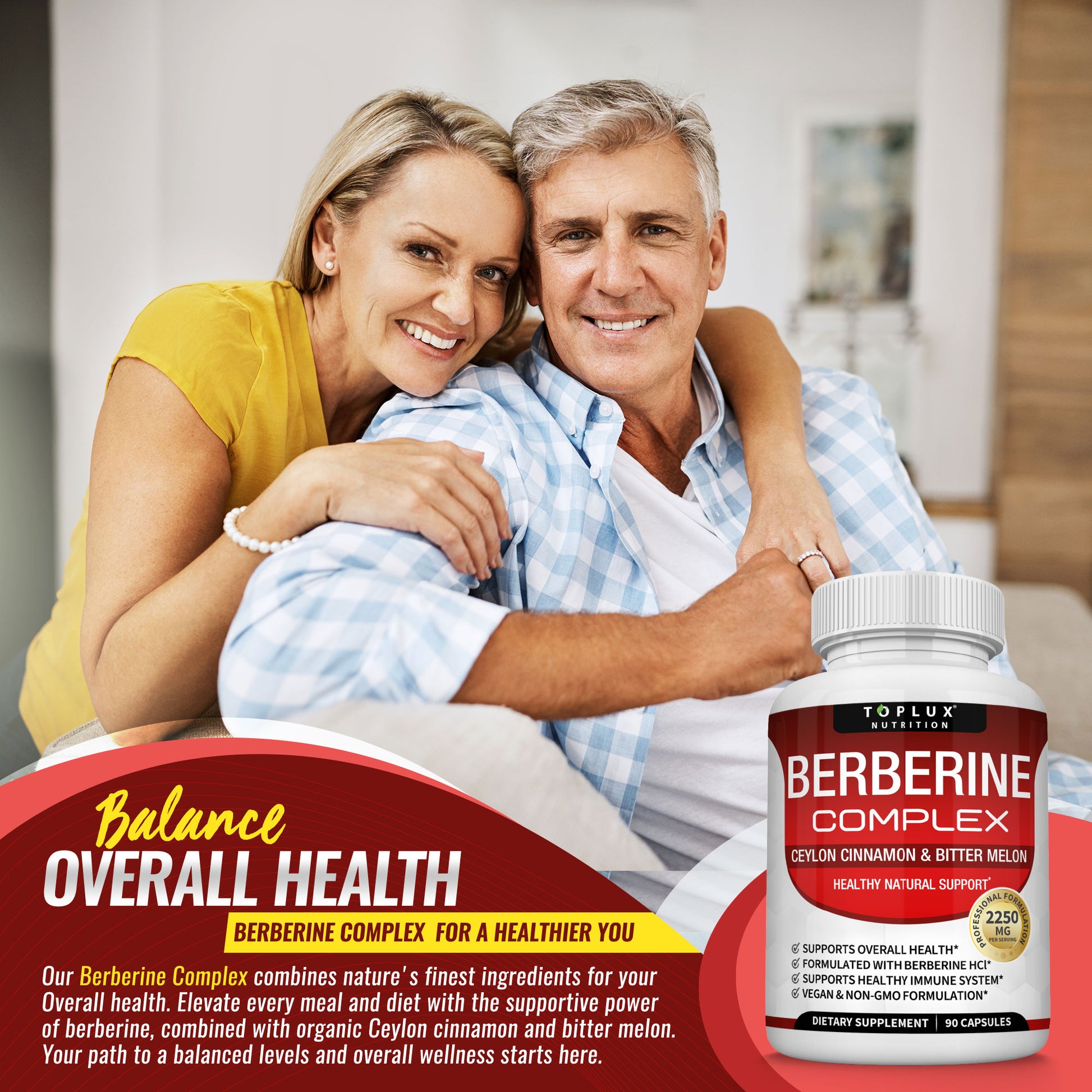 Berberine with Ceylon Cinnamon and Bitter Melon 2250Mg Berberine Hcl 97% Purity 90 Capsules