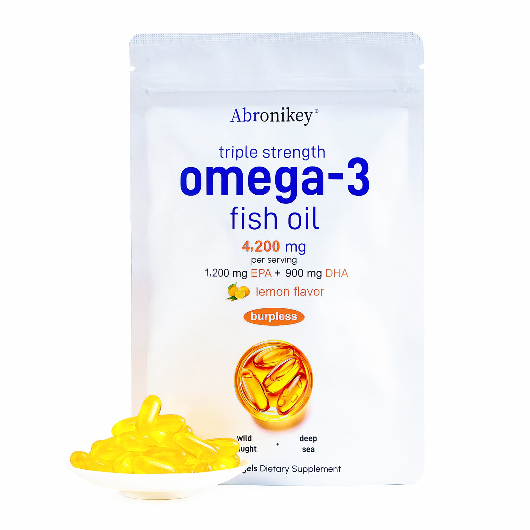 Abronikey Triple Strength 3 Fish Oil Supplements 4200Mg per Serving