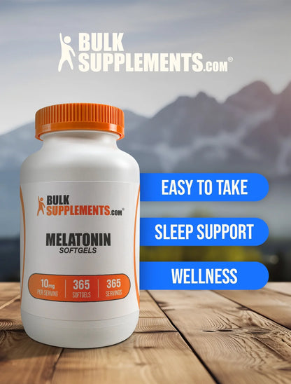 Bulksupplements Melatonin Softgels - Gluten Free, 10Mg per Serving (365 Softgels - 365 Servings)