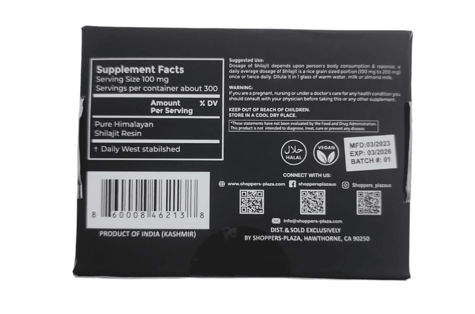 Pure Himalayan Mountains Shilajit - Authentic Hard Consistency, 10 Gram