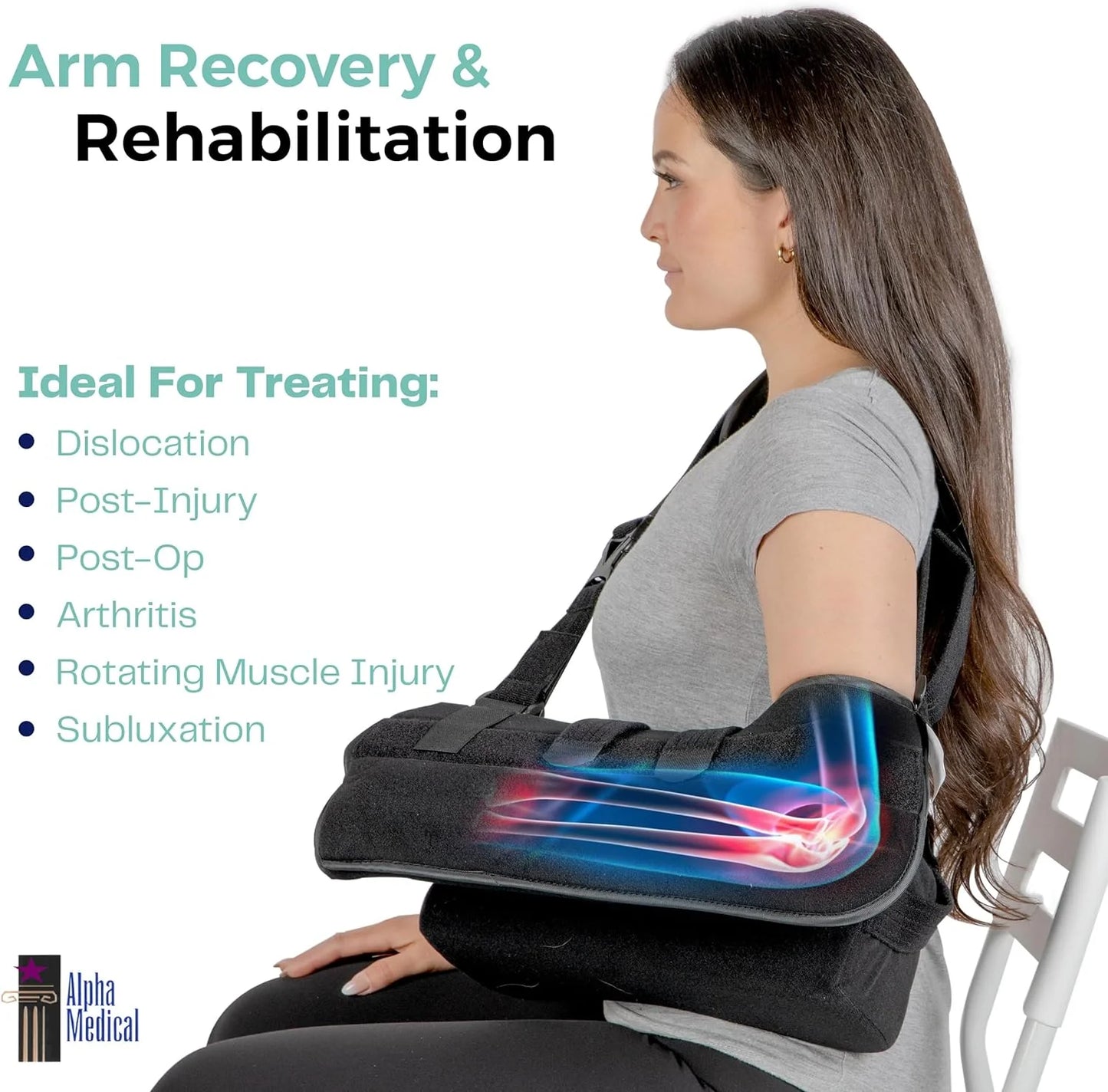 Shoulder Immobilizer W/ Removable Pillow – Rotator Cuff – Sublexion – Shoulder Abduction Sling – Post-Op Shoulder & Arm Brace W/ Exercise Ball. Fits Right or Left Arm. L3660