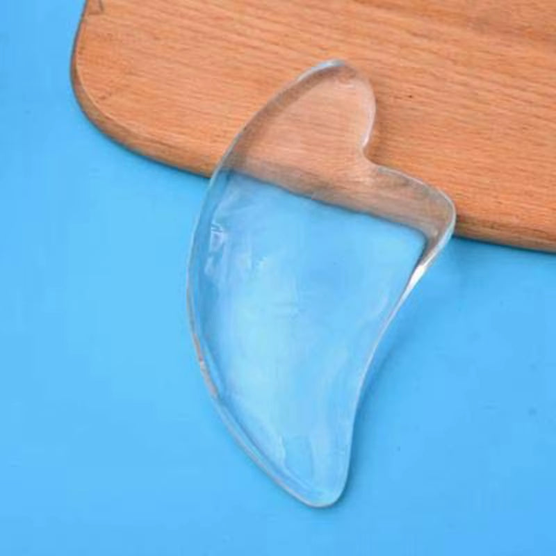 Crystal Gua Sha Scraping Massage Tool Large Guasha Board Edge Facial Massage Tools for Edge 3.3 X 5.5 Inch with Velvet Pouch