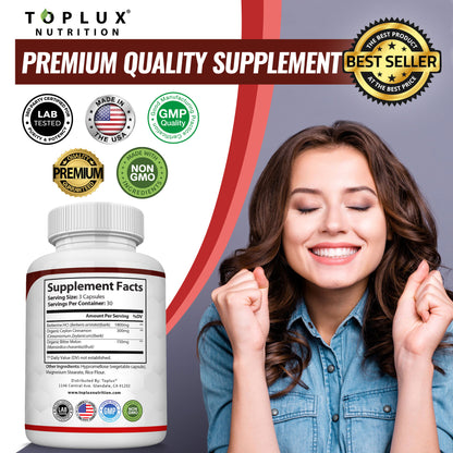 Berberine with Ceylon Cinnamon and Bitter Melon 2250Mg Berberine Hcl 97% Purity 90 Capsules