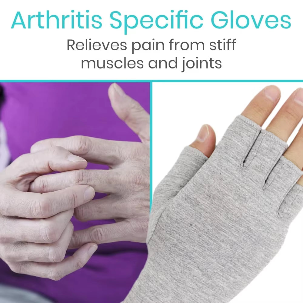 1Pair Premium Bamboo Gloves, Compres Bamboo Arthritis Gloves,Compres Gloves for Women Men,Fingerless Design, Breathable Fabric