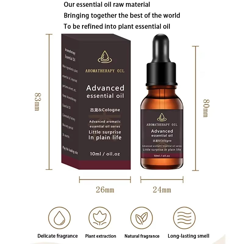 10ML Essential Oil,Diffuser Humidifier Massage Candle Hair Care Bergamot Clove Sandalwood Greentea Fruity Cherry Mango Blueberry