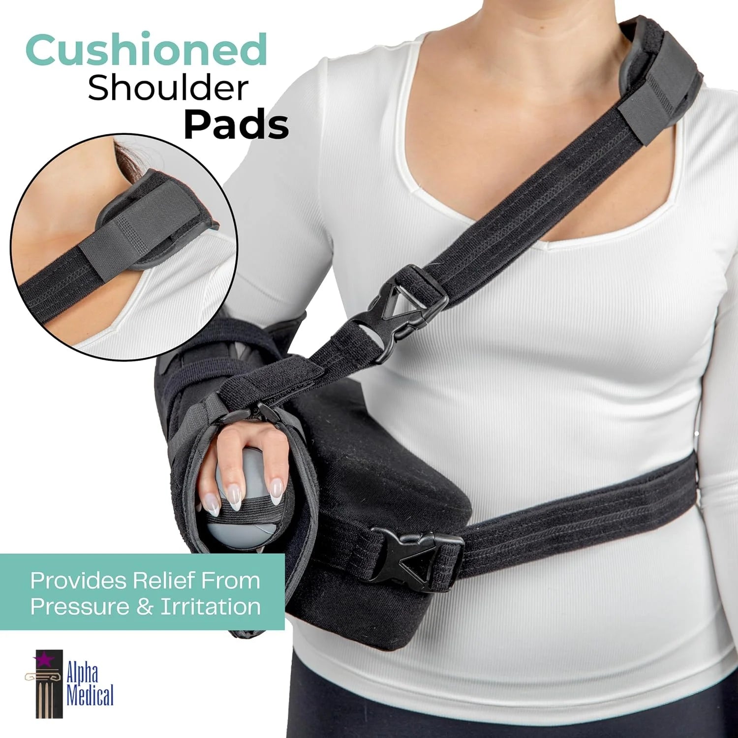 Shoulder Immobilizer W/ Removable Pillow – Rotator Cuff – Sublexion – Shoulder Abduction Sling – Post-Op Shoulder & Arm Brace W/ Exercise Ball. Fits Right or Left Arm. L3660