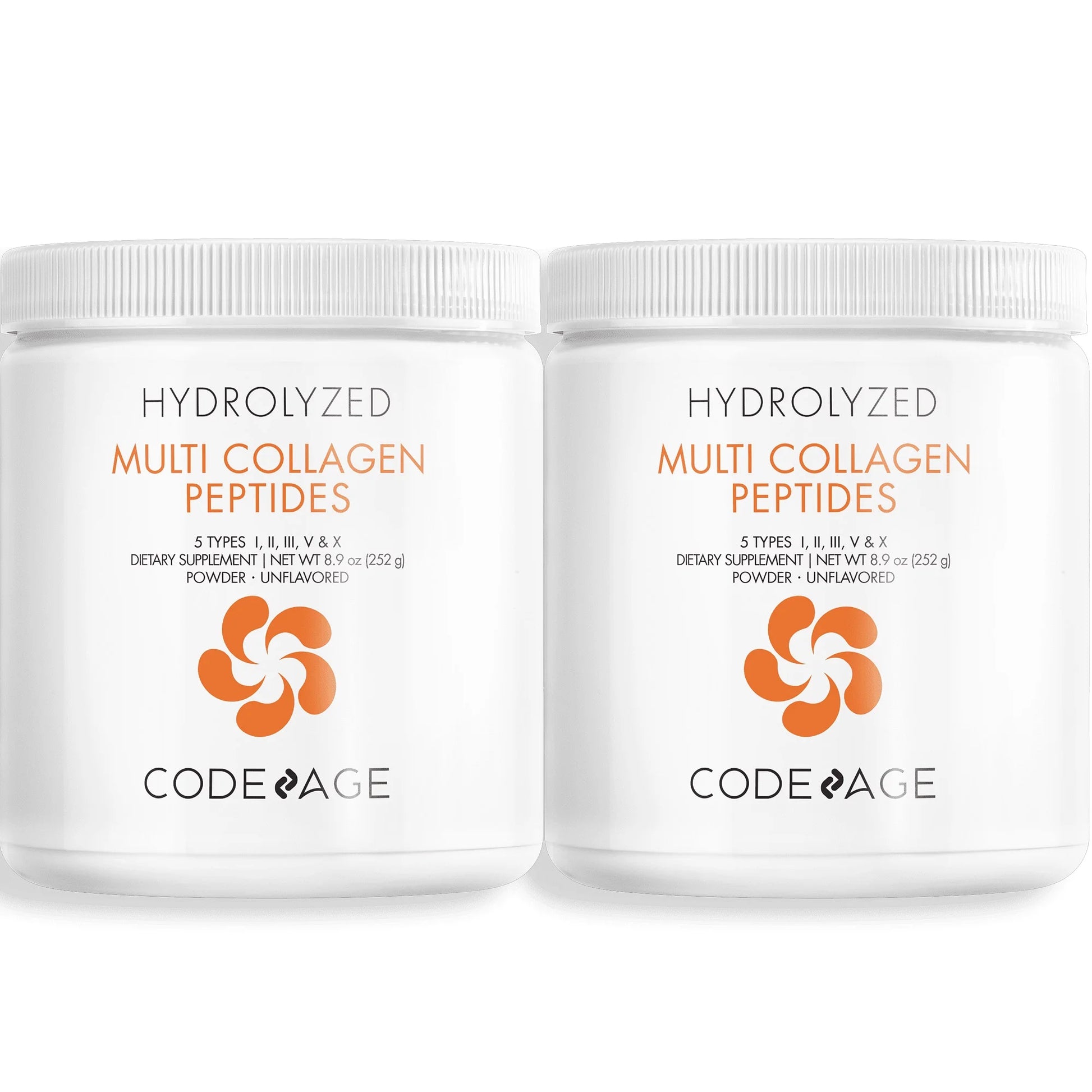 Multi Collagen Protein Powder 2-Pack, 5 Types Collagen Peptides, 2-Month Supply, Grass-Fed, Hydrolyzed, 17.8 Oz