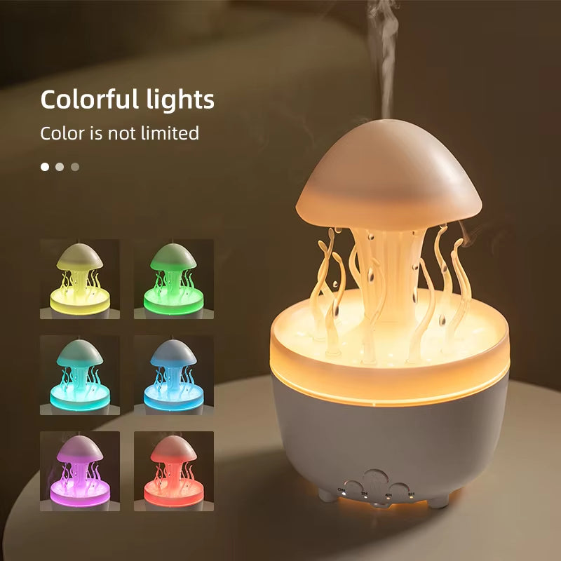 Rotate Raindrop Aromatherapy Machine Simulated Seagrass Air Humidifier Remote Control Color Light Essential Oil Aroma Diffuser