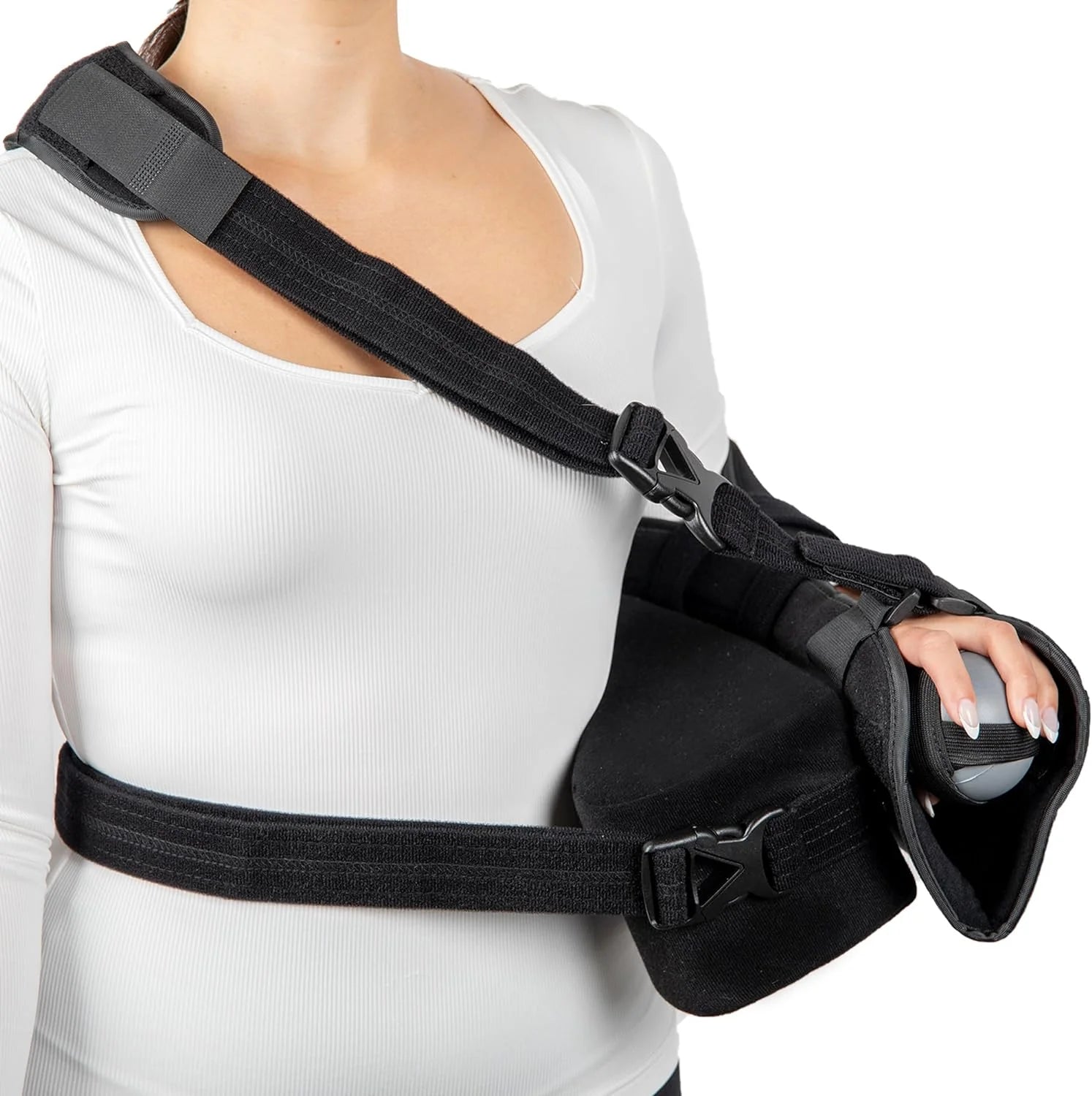 Shoulder Immobilizer W/ Removable Pillow – Rotator Cuff – Sublexion – Shoulder Abduction Sling – Post-Op Shoulder & Arm Brace W/ Exercise Ball. Fits Right or Left Arm. L3660