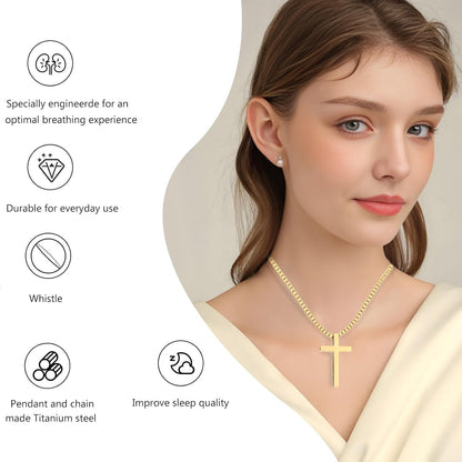 Cross Breathing Necklace for Anxiety Stress Relief, Quit Smoking Tools Breathlace Necklace, Positive Thinking Breathing Necklace, Fum Vaporless Inhaler Meditation Tools Necklace,Black