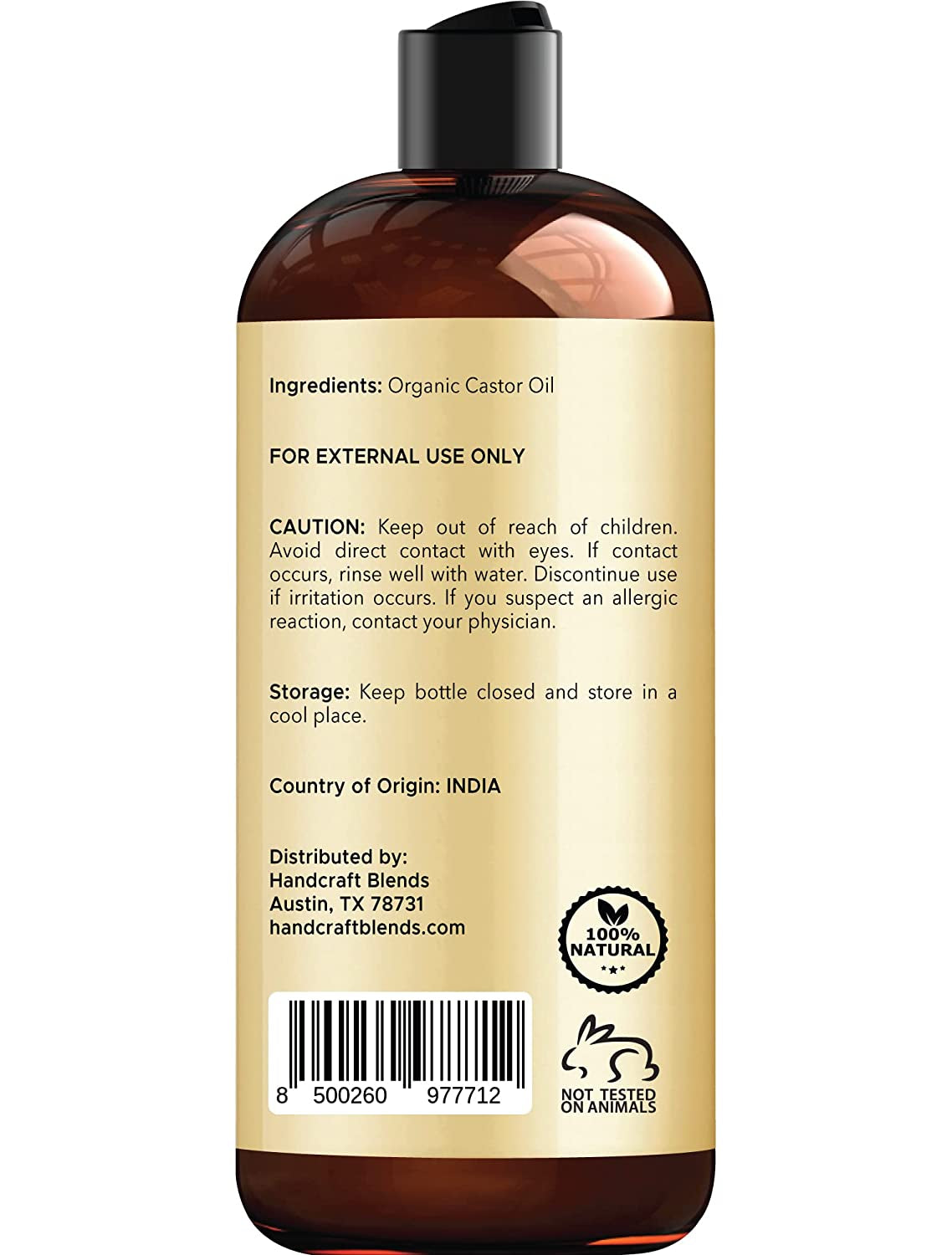 Organic Castor Oil - 16 Fl Oz - 100% Pure and Natural - Premium Grade Oil for Hair Growth, Eyelashes and Eyebrows - Carrier Oil - Hair & Body Oil - Expeller-Pressed