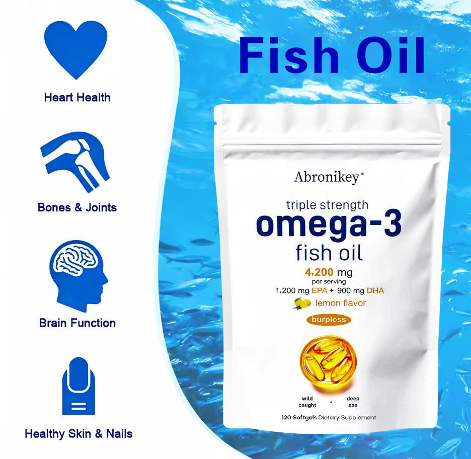Abronikey Triple Strength 3 Fish Oil Supplements 4200Mg per Serving