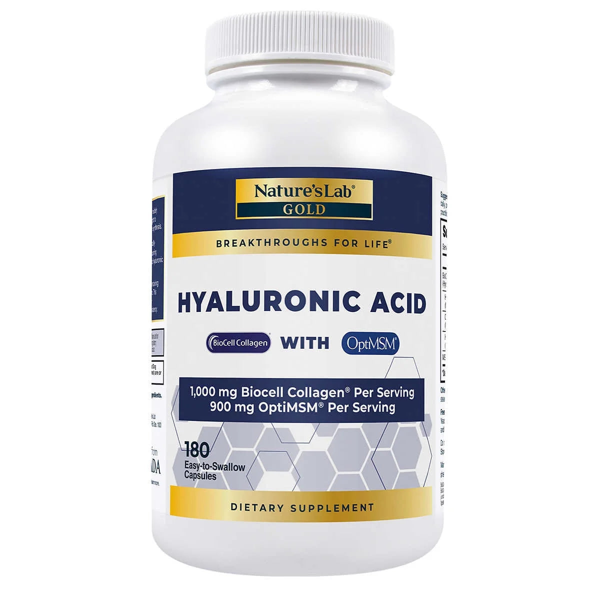 Hyaluronic Acid with Biocell Collagen, 180 Capsules | Gluten Free