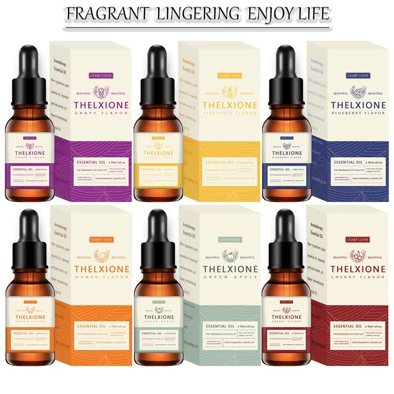 10ML Essential Oil,Diffuser Humidifier Massage Candle Hair Care Bergamot Clove Sandalwood Greentea Fruity Cherry Mango Blueberry