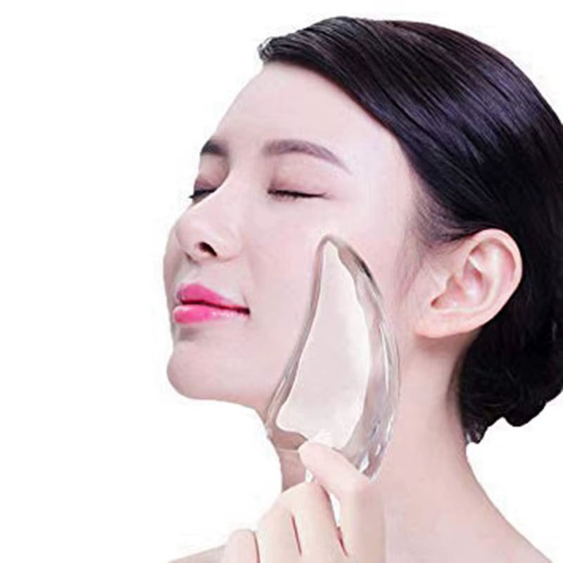 Crystal Gua Sha Scraping Massage Tool Large Guasha Board Edge Facial Massage Tools for Edge 3.3 X 5.5 Inch with Velvet Pouch