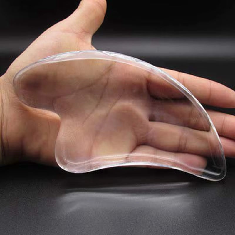 Crystal Gua Sha Scraping Massage Tool Large Guasha Board Edge Facial Massage Tools for Edge 3.3 X 5.5 Inch with Velvet Pouch
