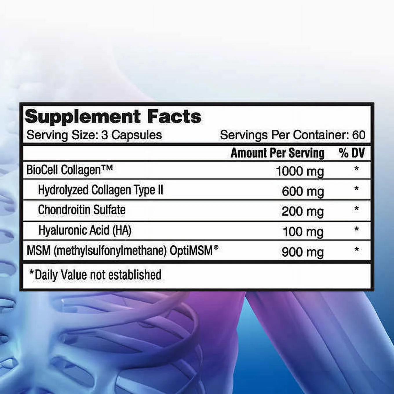 Hyaluronic Acid with Biocell Collagen, 180 Capsules | Gluten Free
