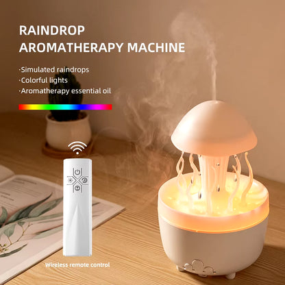 Rotate Raindrop Aromatherapy Machine Simulated Seagrass Air Humidifier Remote Control Color Light Essential Oil Aroma Diffuser