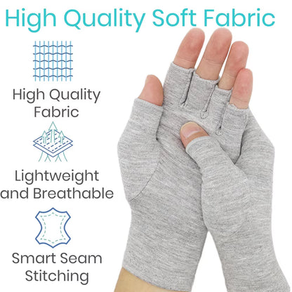 1Pair Premium Bamboo Gloves, Compres Bamboo Arthritis Gloves,Compres Gloves for Women Men,Fingerless Design, Breathable Fabric
