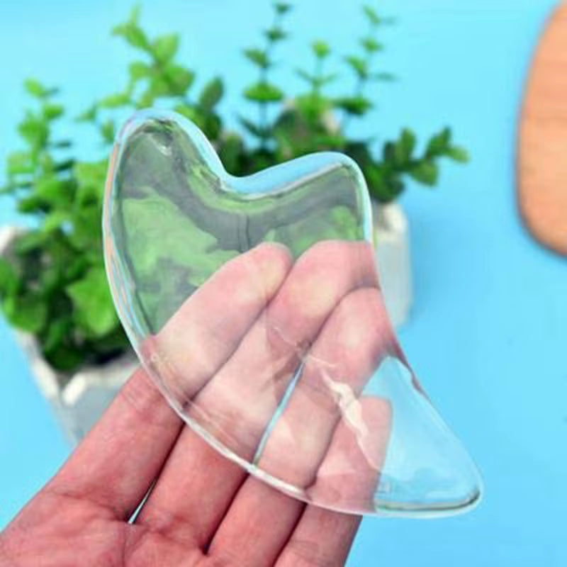 Crystal Gua Sha Scraping Massage Tool Large Guasha Board Edge Facial Massage Tools for Edge 3.3 X 5.5 Inch with Velvet Pouch
